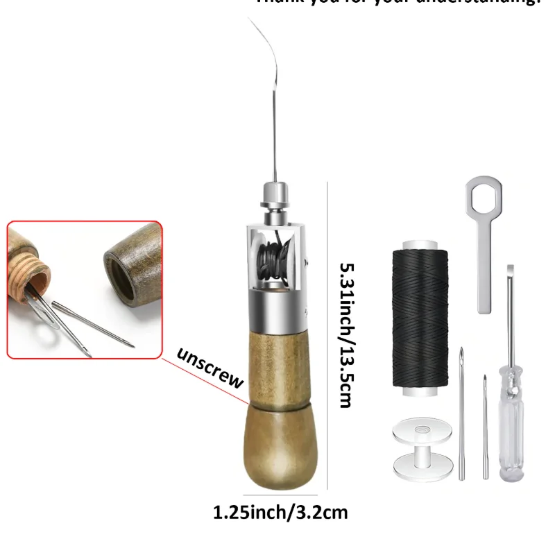 Professional Leather Sewing Awl Set, Quick Sewing Machine Sewing Tool, Suitable for DIY Handmade Repair, with 1 Set of Needles thumbnail 2