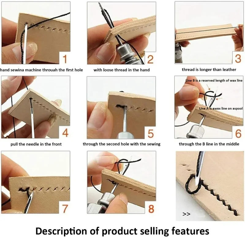 Professional Leather Sewing Awl Set, Quick Sewing Machine Sewing Tool, Suitable for DIY Handmade Repair, with 1 Set of Needles thumbnail 3