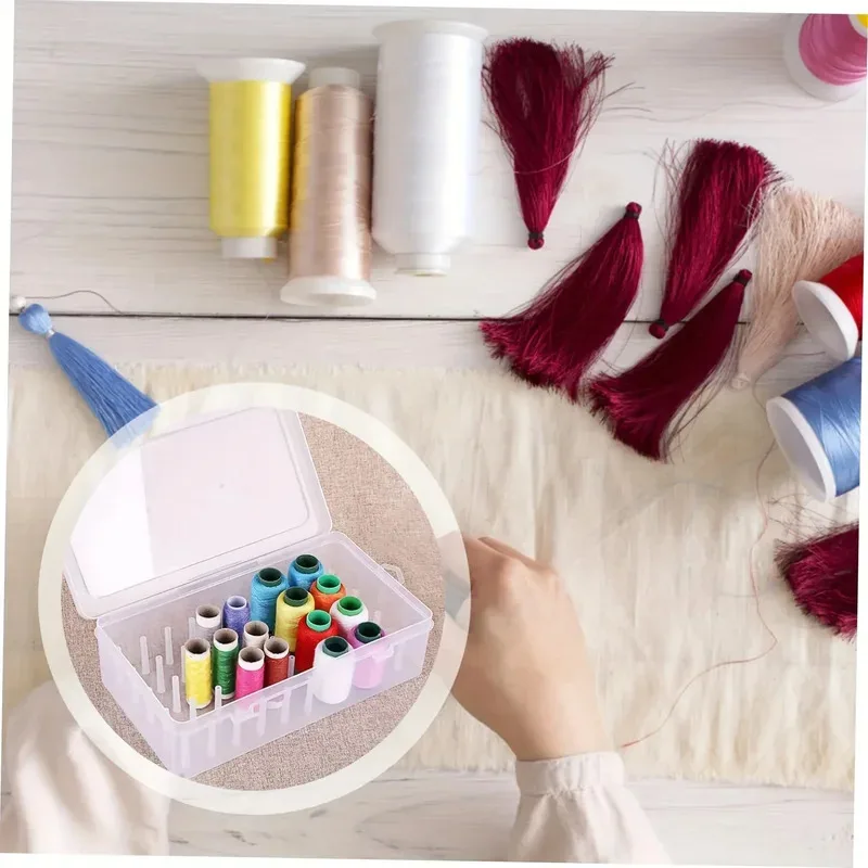 42 roll sewing thread storage box, transparent PP plastic embroidery sewing set storage box, portable large capacity thumbnail 4