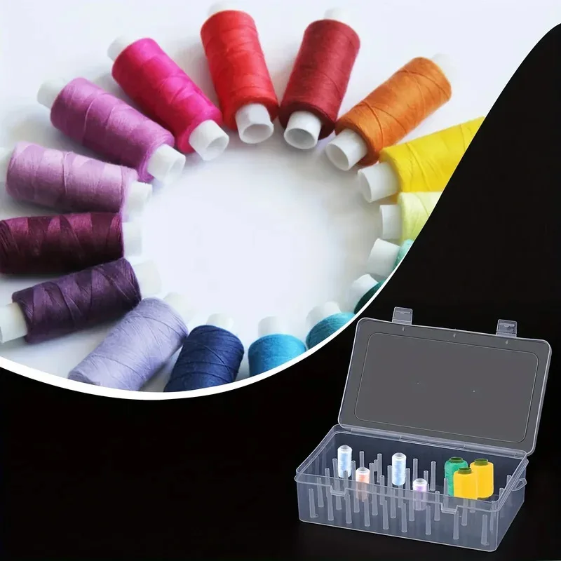 42 roll sewing thread storage box, transparent PP plastic embroidery sewing set storage box, portable large capacity thumbnail 5
