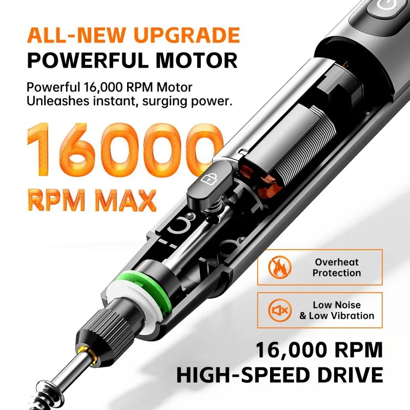 Electric Mini Engraving Pen Cordless Rotary Tool With LED Display Complete Kit For DIY Engraving Polishing Drilling Home Use thumbnail 5