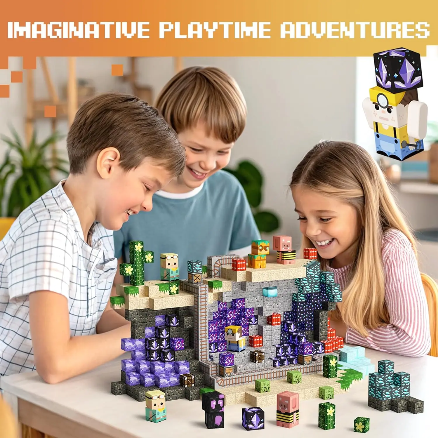 Magnetic Building Blocks Mine World Magnetic Mine Exploration Construction Brick Cube STEM Toy Set Gift for Boy Girl Children thumbnail 6