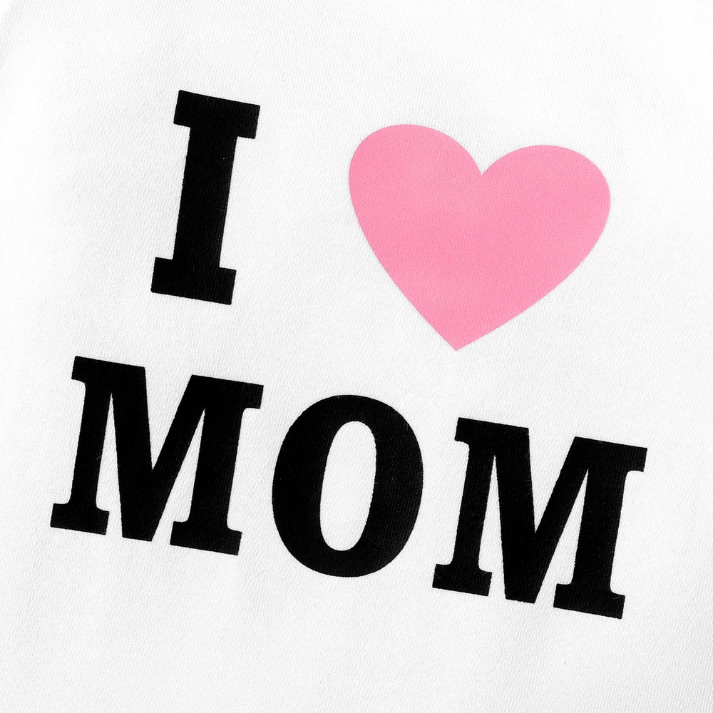 PatPat 2pcs Baby Girl Cotton Long-sleeve Heart & Letter Print Romper and Sweatpants Set thumbnail 4