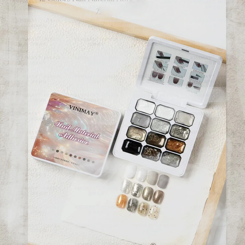 12-grid multi-functional Maillard pat-on gel nail polish, blush gradient gel nail polish, UV gel, rock gel, plaster gel, embosse
