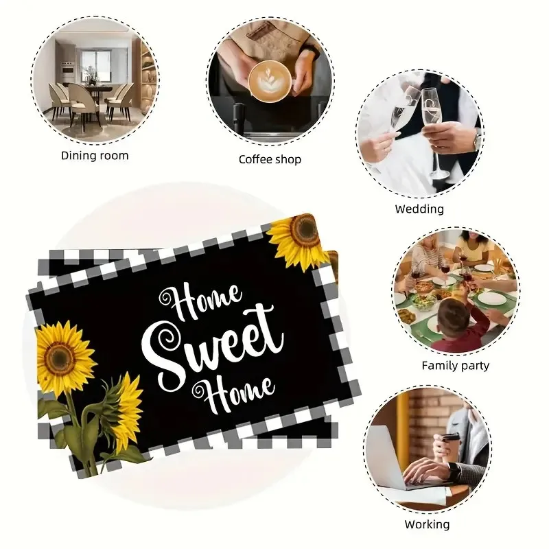 4/6/8PC Lemon Placemats Washable Linen Farmhouse Table Mat for Party Holiday Kitchen Dining Table Decoration thumbnail 5