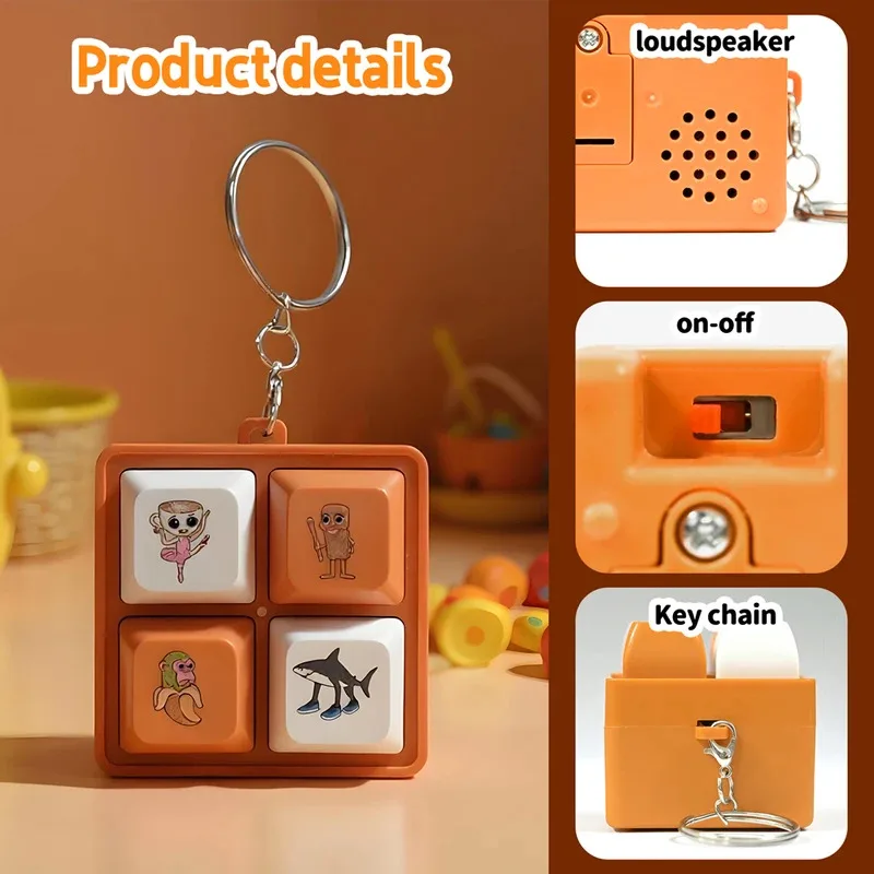 Tralalala Wooden Man Keychain, 4-Button Fidget Clicker Toy, Cute Meme & Anime Inspired Accessory, Fun Gift for Friends & Fans thumbnail 2