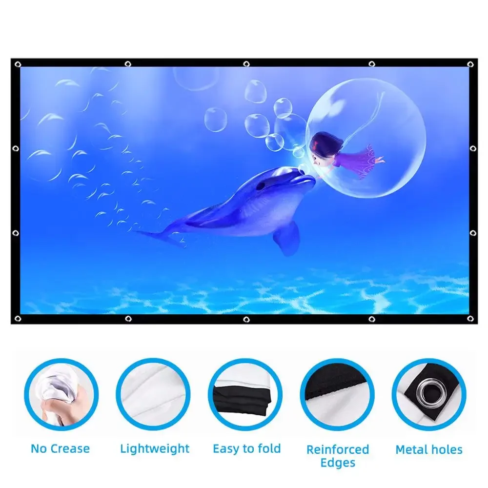 Salange Projector Screen 84 /100 /120 Inch Portable Foldable for Home Theater Outdoor Indoor Double Side Projection Screens thumbnail 3