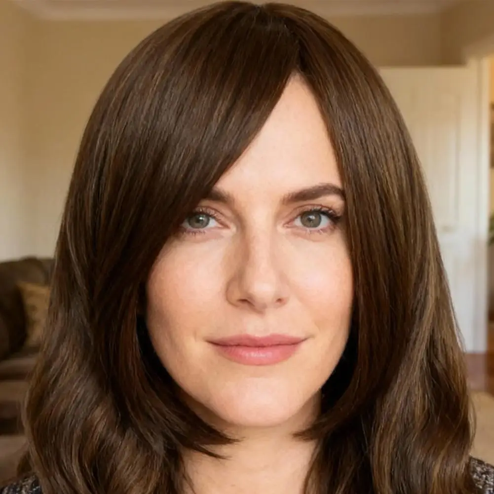 80cm Cosplay Wig Chocolate Brown Long Wave Hair Wigs Natural Looking Synthetic Lace Wigs for Daily Use Cosplay Party Salon thumbnail 4