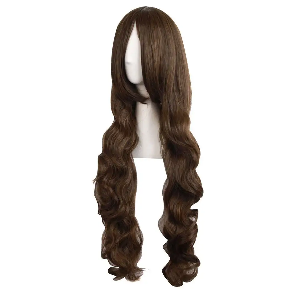 80cm Cosplay Wig Chocolate Brown Long Wave Hair Wigs Natural Looking Synthetic Lace Wigs for Daily Use Cosplay Party Salon thumbnail 6