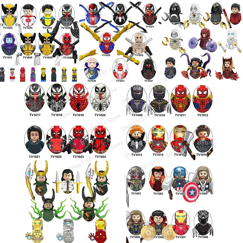 Blind Box Mini Building Blocks Figures Anime Super Cartoon TV Movies Heroes Children Toys Christmas Gifts TV6201-6208
