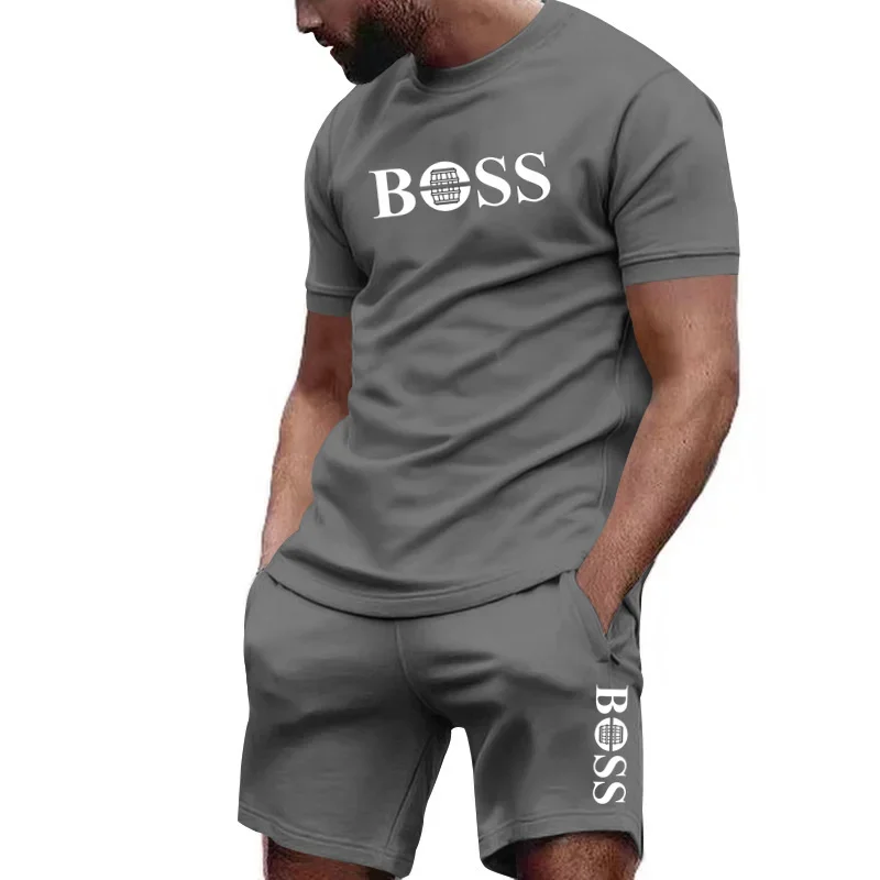 Men's two-piece sportswear short sleeved T-shirt and pants set running and fitness sportswear 2026 summer big discount thumbnail 2