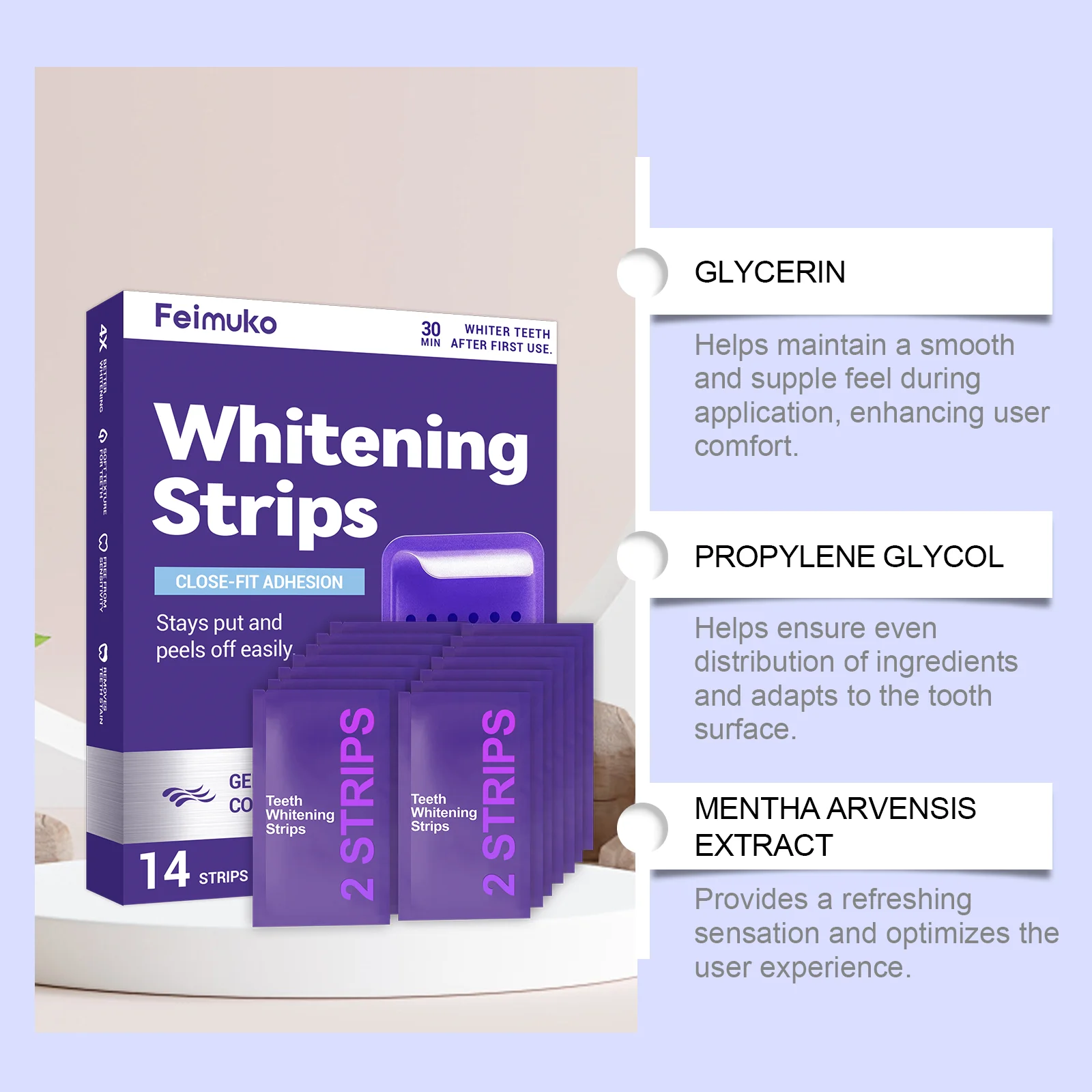 Purple Teeth Whitening Strips Oral Cleaning Removal Gel  Improve Dental Yellowing Oral Care, for Lasting Bright Smile thumbnail 2