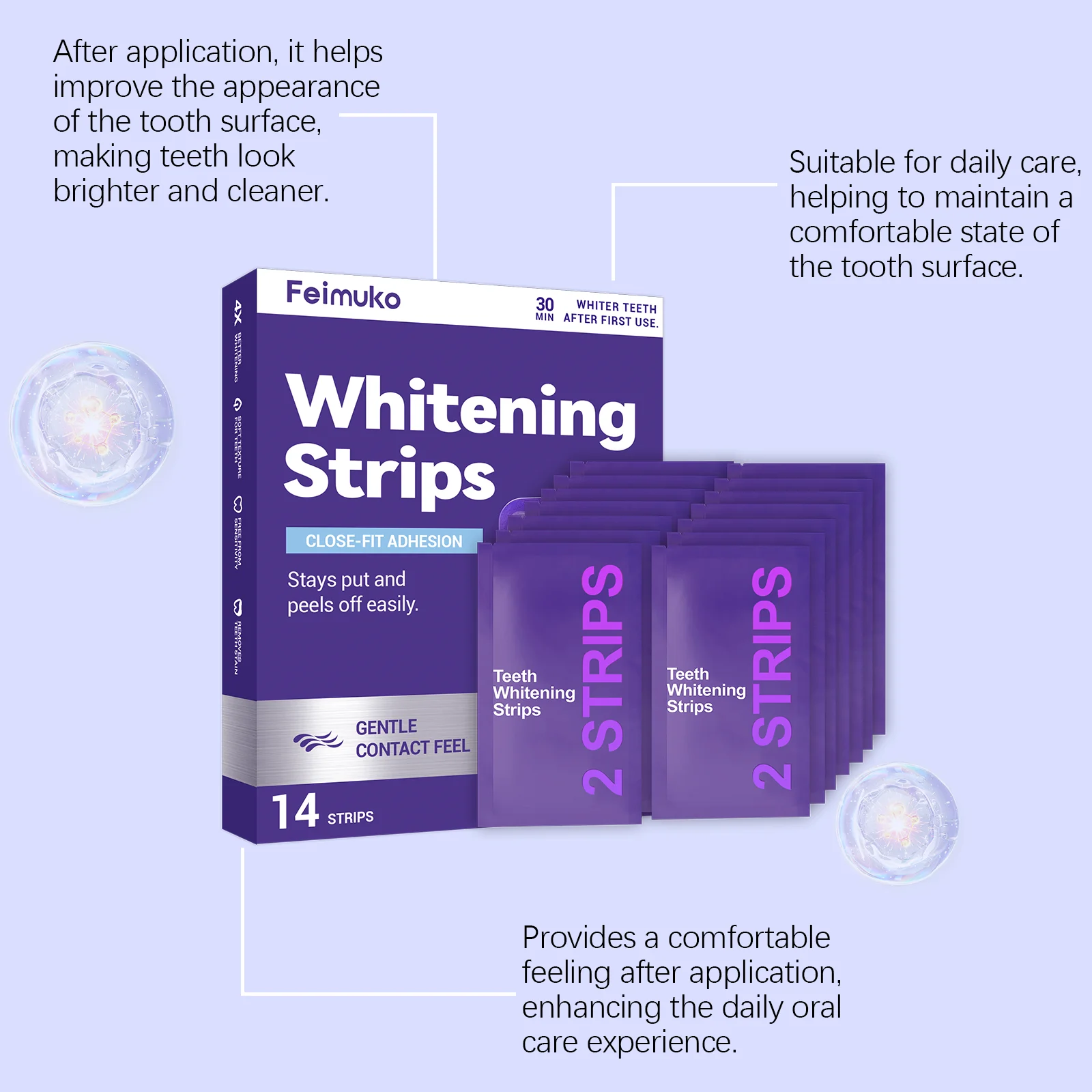 Purple Teeth Whitening Strips Oral Cleaning Removal Gel  Improve Dental Yellowing Oral Care, for Lasting Bright Smile thumbnail 3