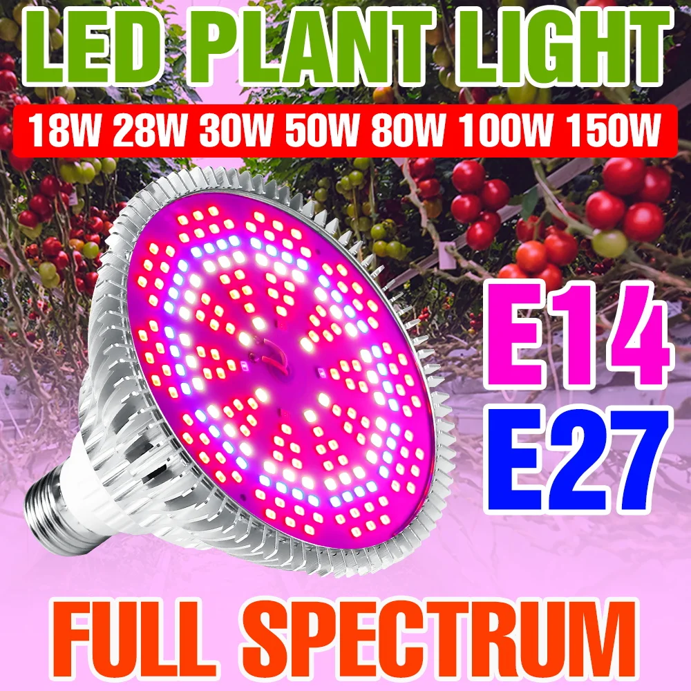 150W E27 Full Spectrum Plant Bulb LED Indoor Hydroponic Growth Box E14 Greenhouse Tent Vegs Fruit Succulent Seeds Cultivation