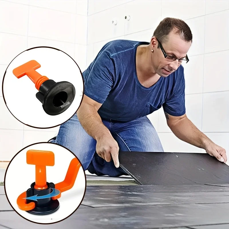 327Pcs ProTileMaster Tile Leveling System Accessories – PP Adjustable Spacers with Wedges & Plates for Floor & Wall Tiling thumbnail 2
