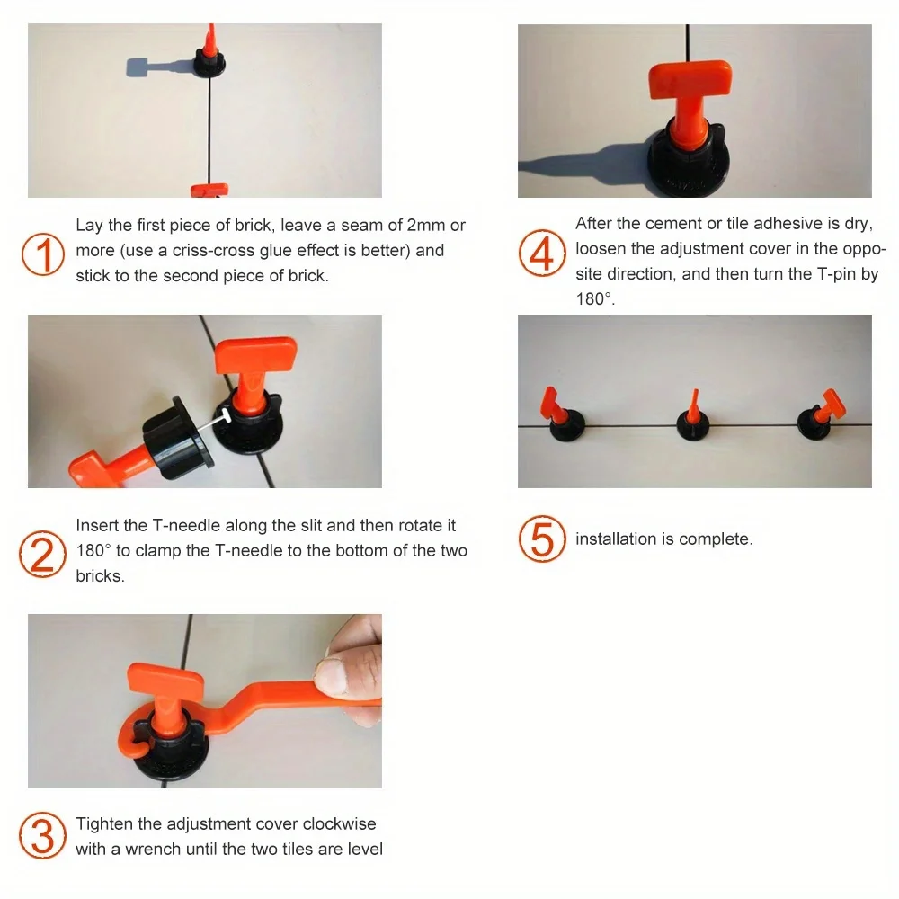327Pcs ProTileMaster Tile Leveling System Accessories – PP Adjustable Spacers with Wedges & Plates for Floor & Wall Tiling thumbnail 4
