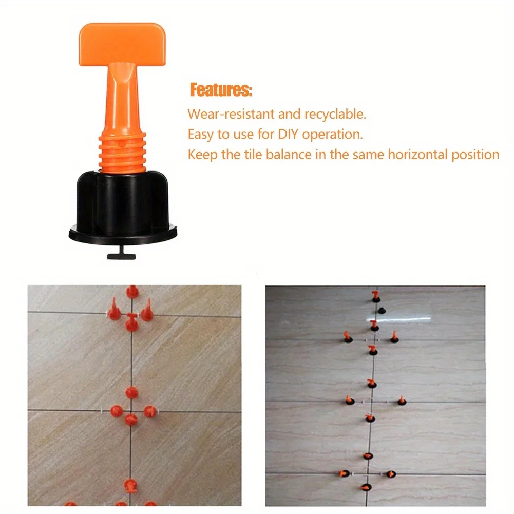 327Pcs ProTileMaster Tile Leveling System Accessories – PP Adjustable Spacers with Wedges & Plates for Floor & Wall Tiling thumbnail 6