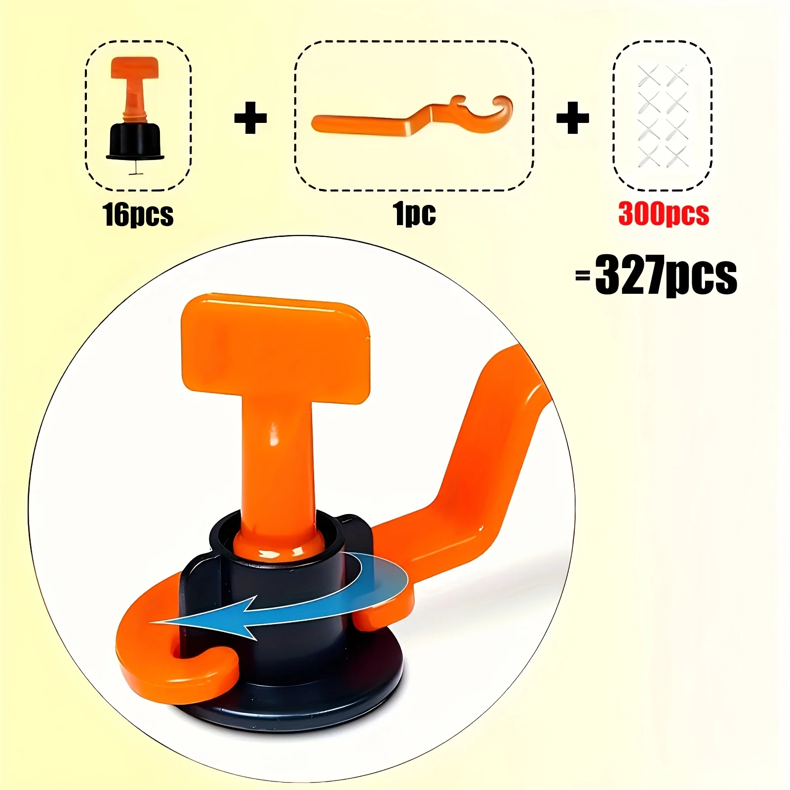327Pcs ProTileMaster Tile Leveling System Accessories – PP Adjustable Spacers with Wedges & Plates for Floor & Wall Tiling thumbnail 5