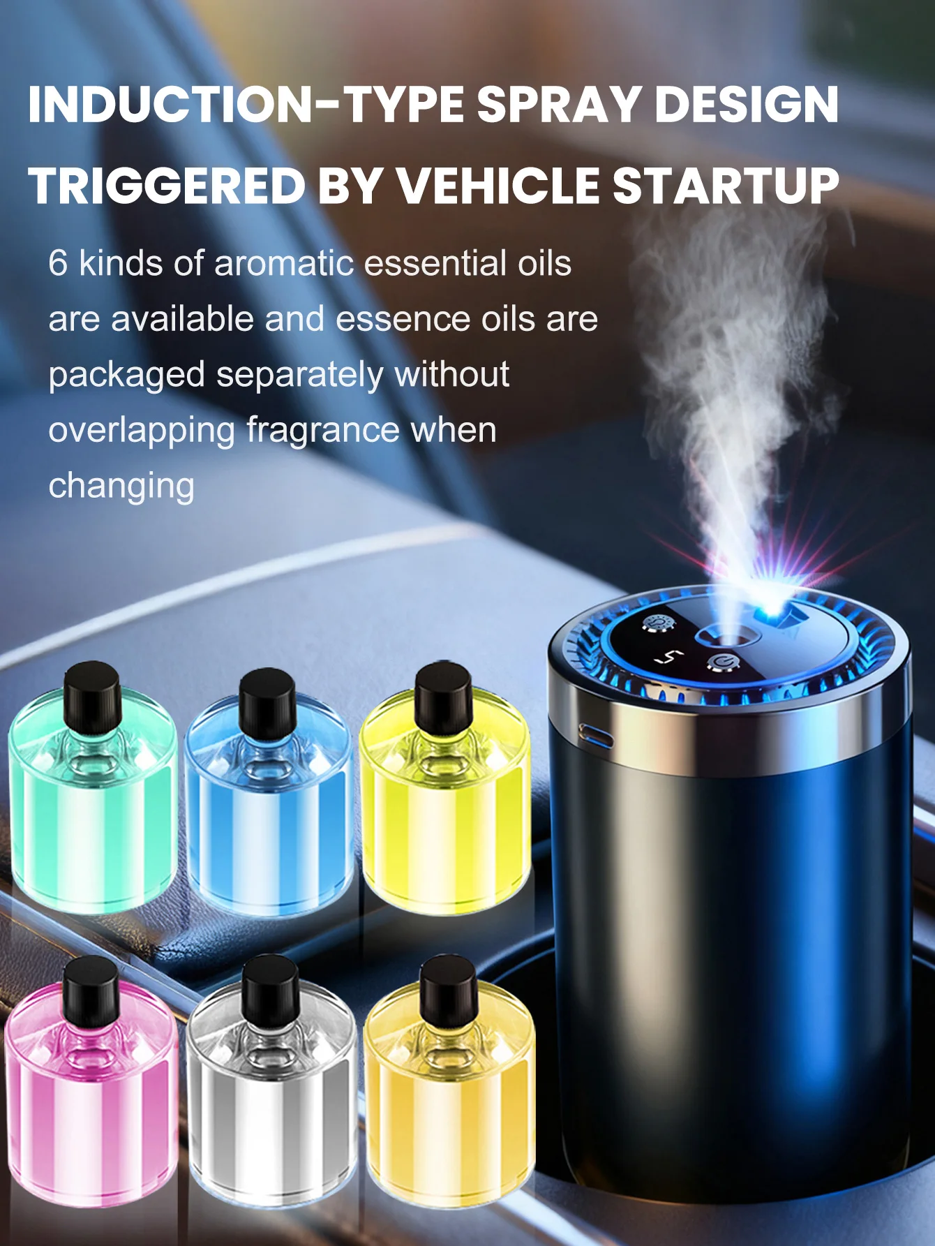 Rechargeable car aroma diffuser, aromatic essential oil, colorful lights, romantic starry sky lights, bedroom gift thumbnail 5