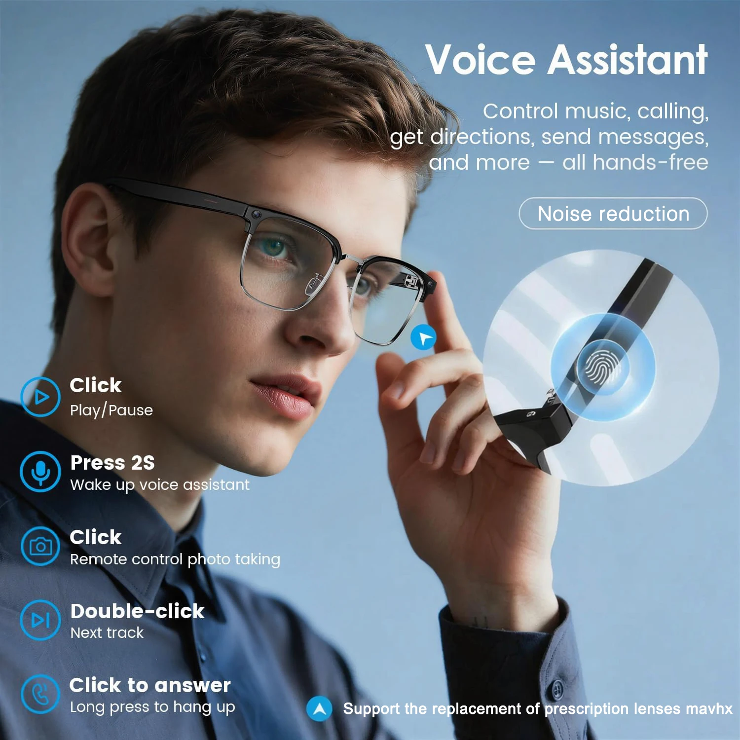 2026New 800W Pixel Camera Smart Glasses Men Video Recording AI Photo Recognition Bluetooth Call Voice Translation Sunglasses Man thumbnail 4