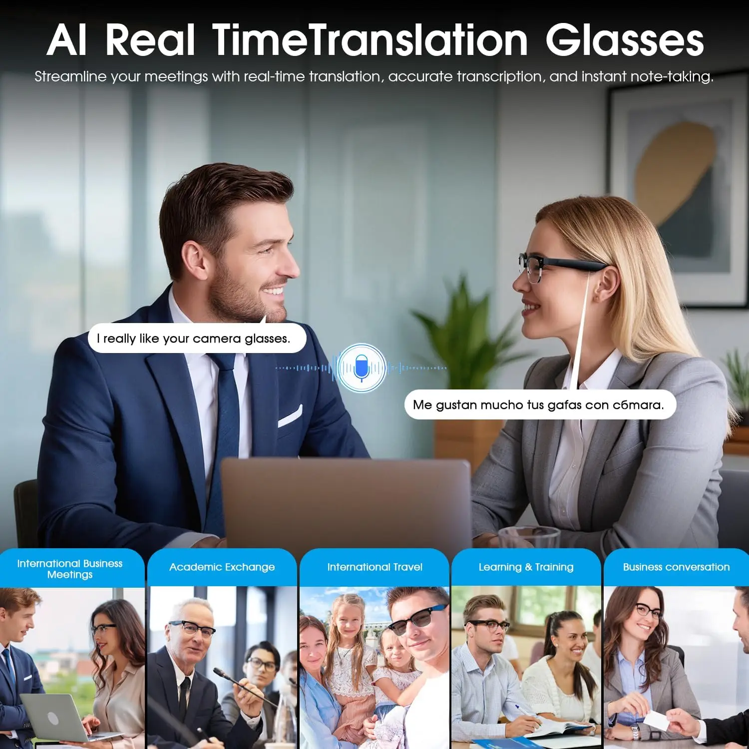 2026New 800W Pixel Camera Smart Glasses Men Video Recording AI Photo Recognition Bluetooth Call Voice Translation Sunglasses Man thumbnail 6