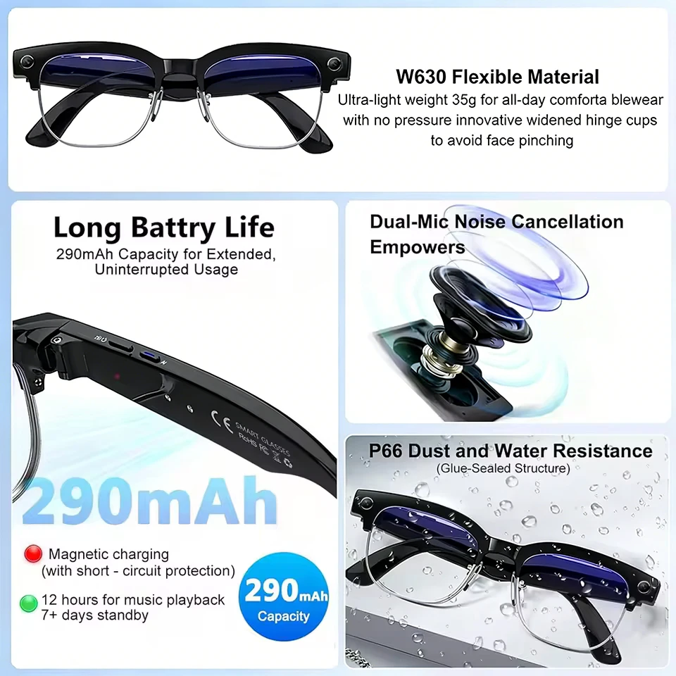 2026New 800W Pixel Camera Smart Glasses Men Video Recording AI Photo Recognition Bluetooth Call Voice Translation Sunglasses Man thumbnail 3