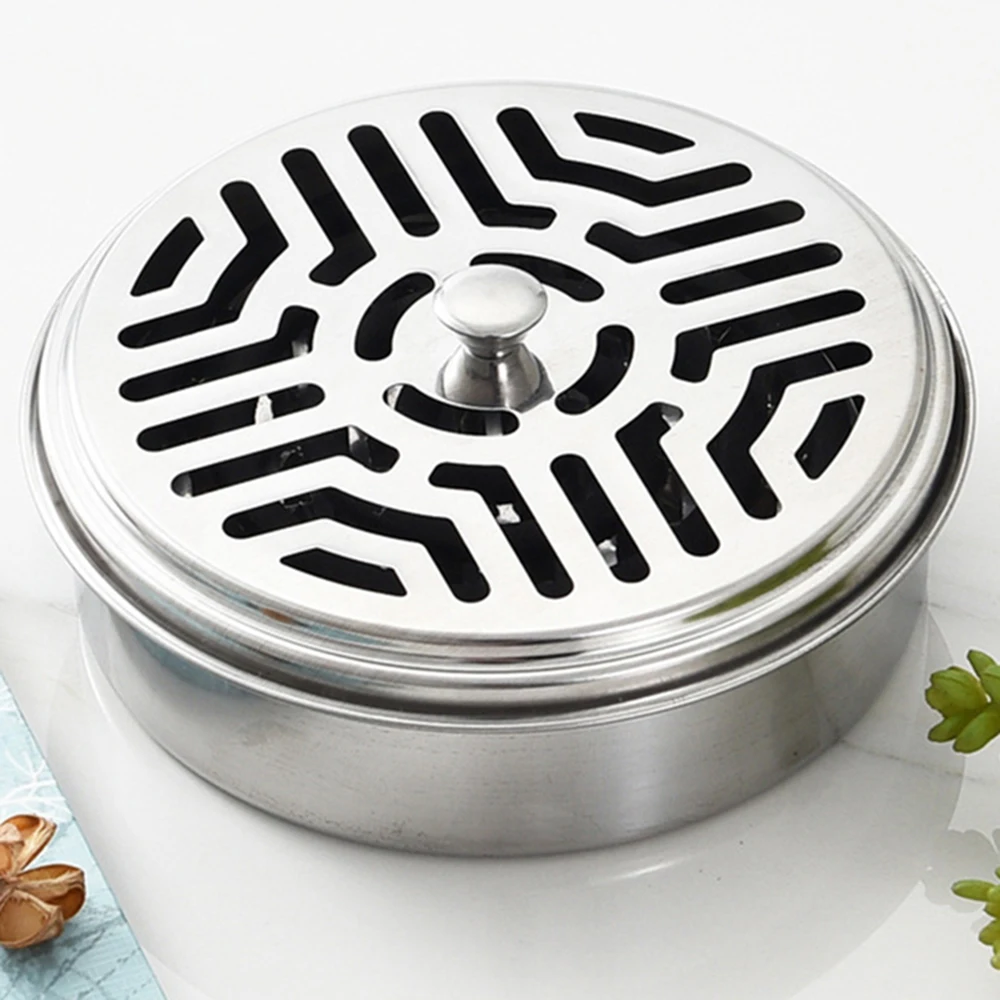 Stainless Steel Mosquito Coils Holder round Tray with Cover Easy to Clean Anti-Mosquito Supplies for Outdoor Picnic Travel thumbnail 4