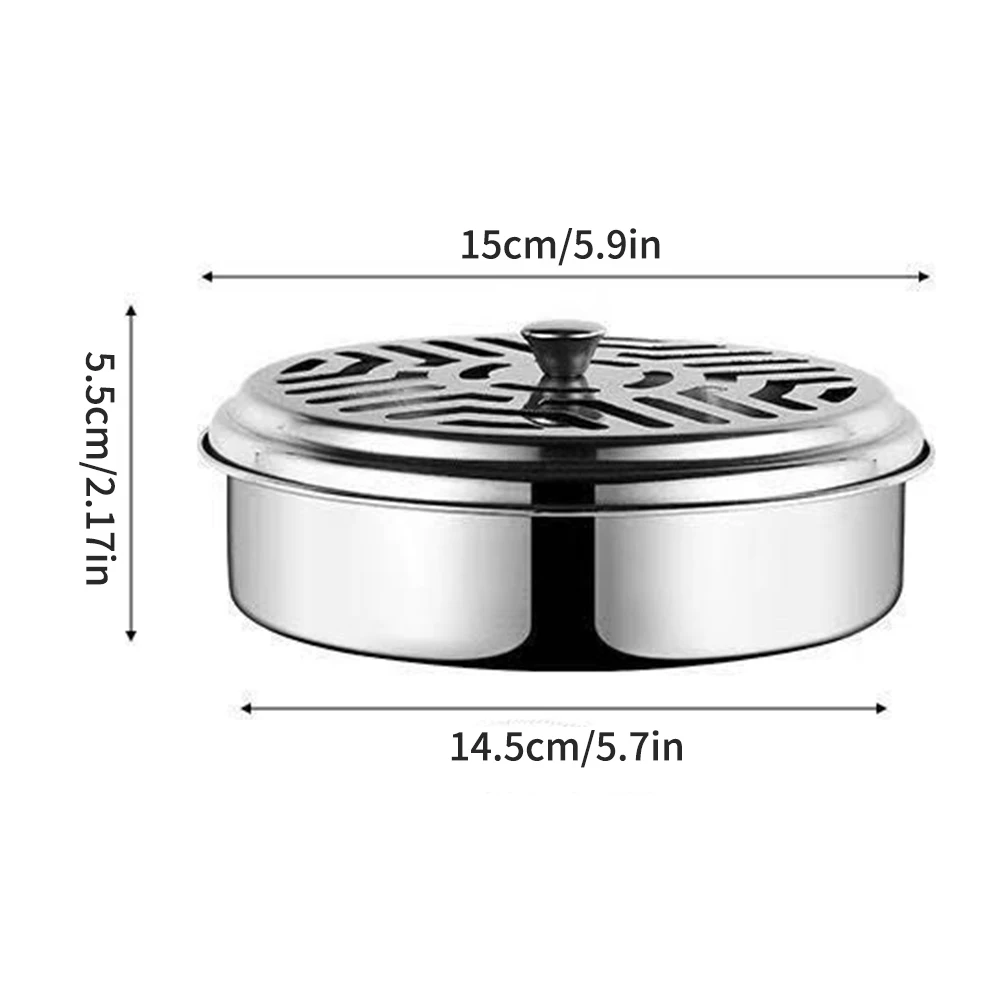 Stainless Steel Mosquito Coils Holder round Tray with Cover Easy to Clean Anti-Mosquito Supplies for Outdoor Picnic Travel thumbnail 6