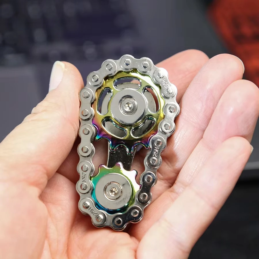 Metal Bike Chain Fidget Spinner Toys Sprockets Flywheel Fingertip Gyro Fidget Spinner Antistress Anxiety Toys for Kid Adult Gift thumbnail 5