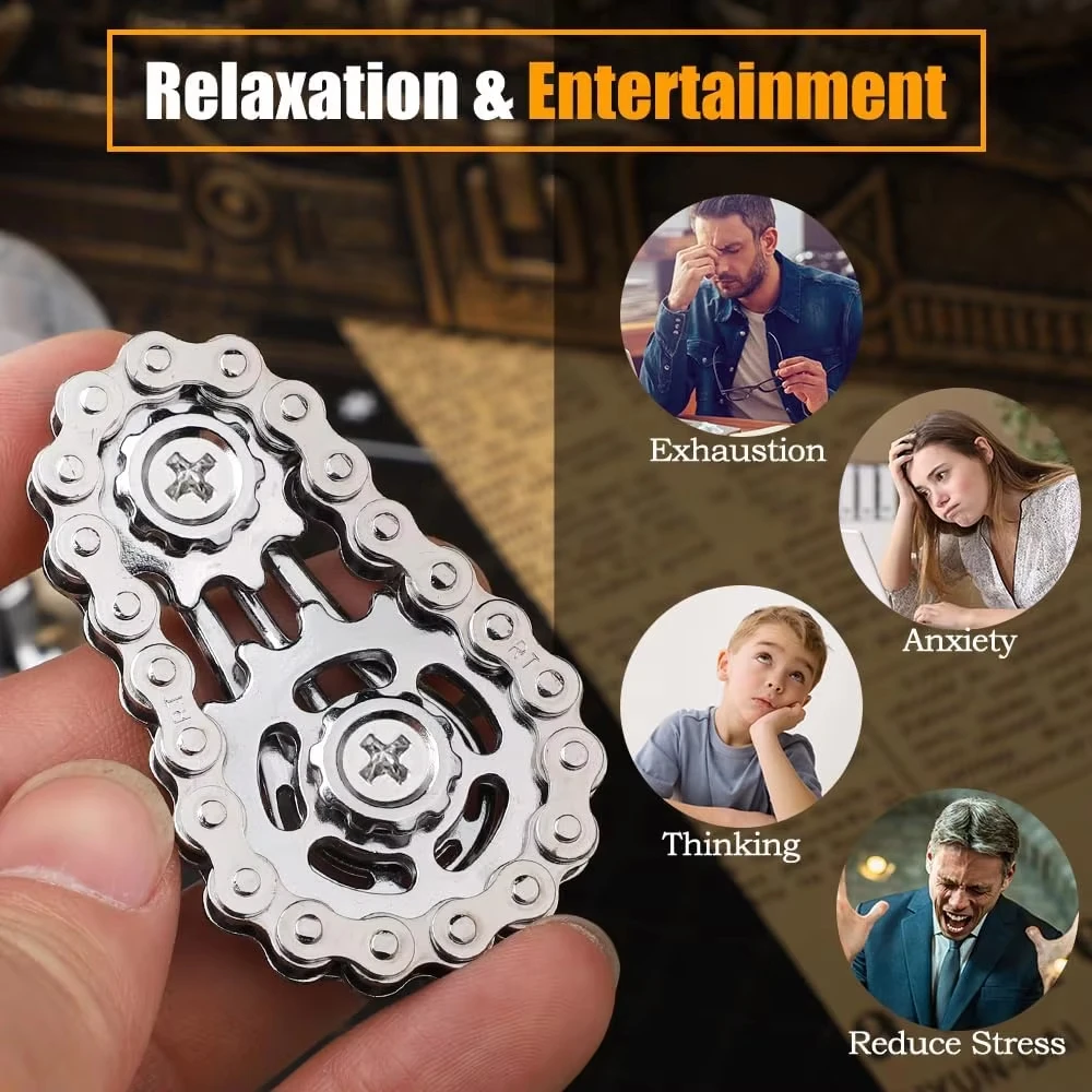 Metal Bike Chain Fidget Spinner Toys Sprockets Flywheel Fingertip Gyro Fidget Spinner Antistress Anxiety Toys for Kid Adult Gift thumbnail 2