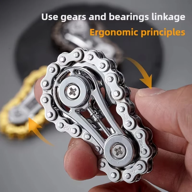 Metal Bike Chain Fidget Spinner Toys Sprockets Flywheel Fingertip Gyro Fidget Spinner Antistress Anxiety Toys for Kid Adult Gift thumbnail 4