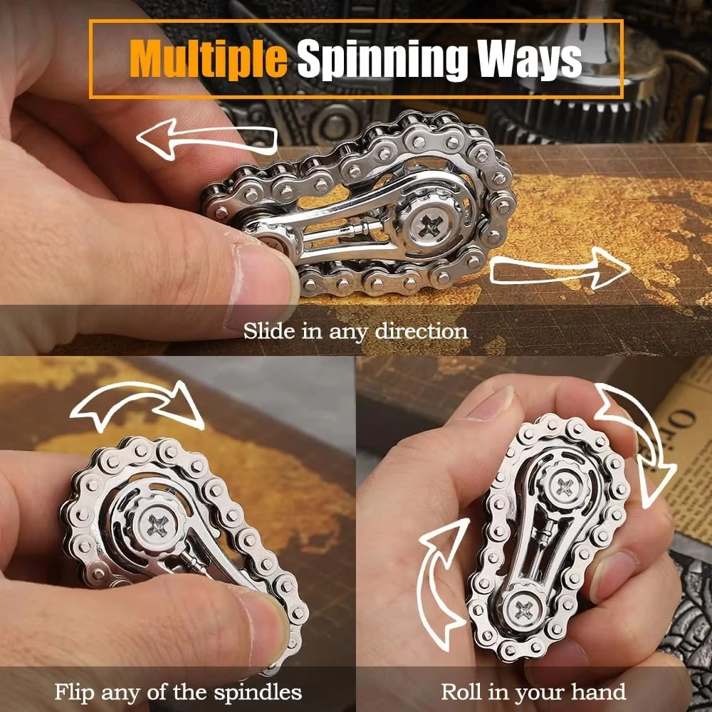 Metal Bike Chain Fidget Spinner Toys Sprockets Flywheel Fingertip Gyro Fidget Spinner Antistress Anxiety Toys for Kid Adult Gift thumbnail 3