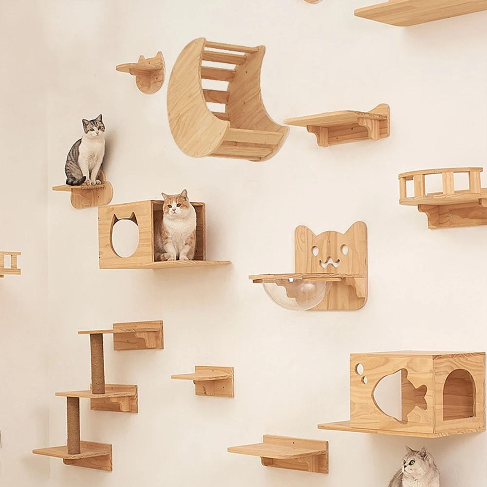 Wall Mounted Cat Shelf Floating Perch Modern Cat Wall Furniture Sturdy Space Saving Cat Bed for Indoor Cats Kittens Play Rest thumbnail 4