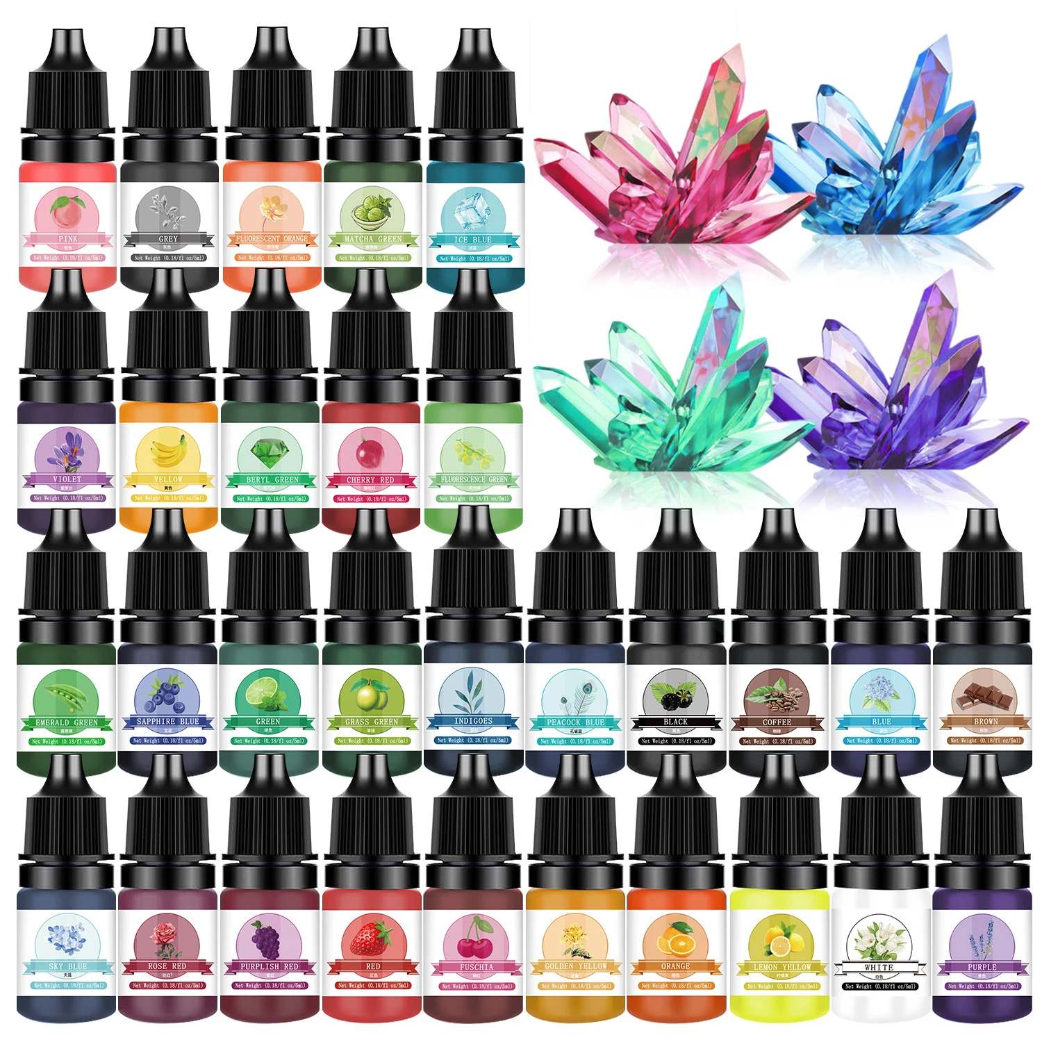 30 Color Epoxy Resin Pigment Set, 5 ml, UV Resin Dye Set for DIY Jewelry and Crafts, Assorted Colorants for Artistic Creations thumbnail 2
