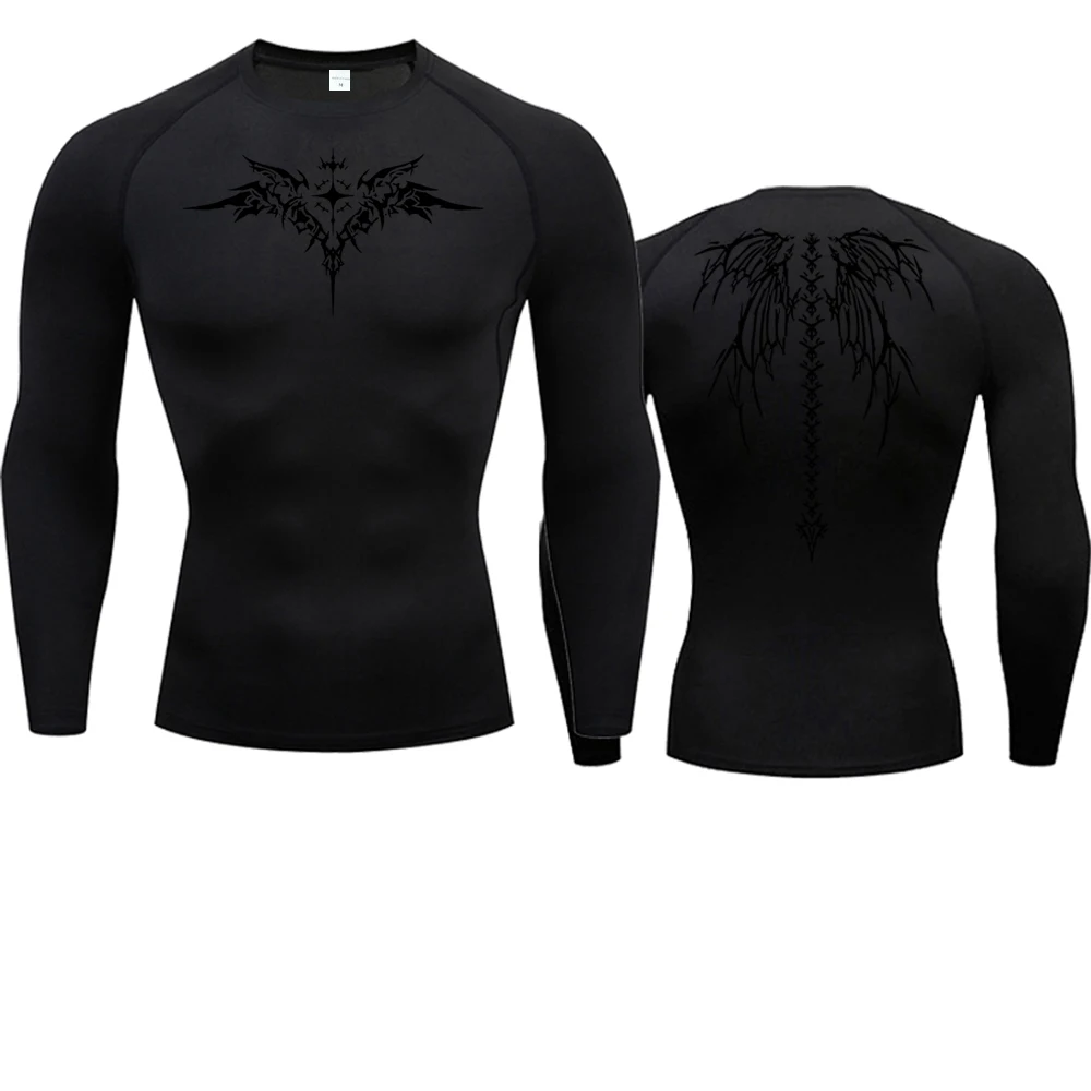 Anime Print Compression Shirt Mens Running T-Shirt Quick-Drying Fitness Sportswear Gym Sports Short Sleeve Breathable Tops thumbnail 2