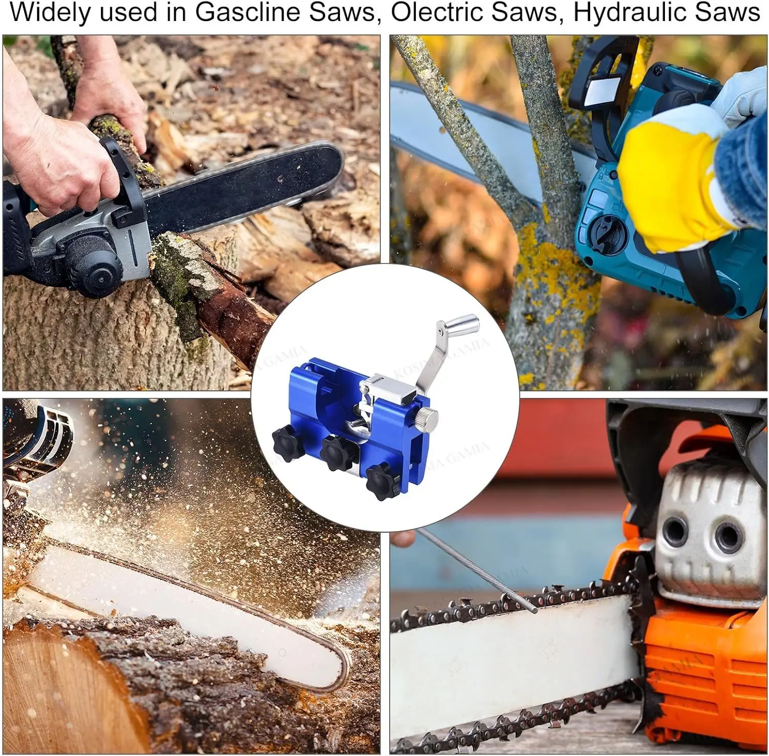 Portable Manual Chain Saw Blade Sharpener Tool Burr Grinding Stone Cleaning Brush Chainsaw Jig Kit for Woodworking Machinery thumbnail 6