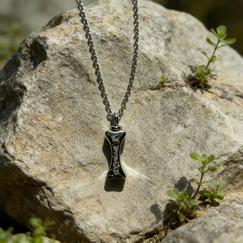 1PCS Bone Ash Locket Cremation Jewelry Urn Necklaces Keepsake Pendant for Pet Dog Paw Print Memorial Ashes Jewelry thumbnail 4
