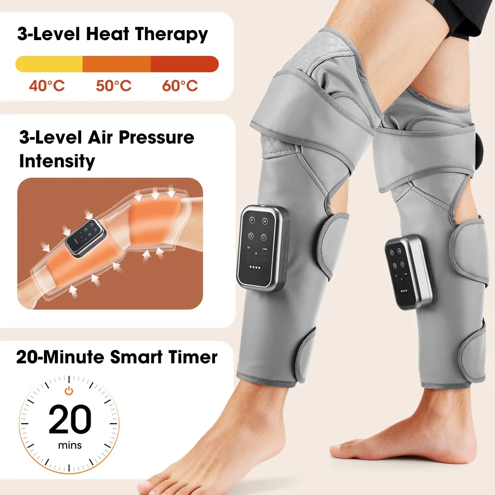 Wireless Knee Calf Massager Heated Air Pressure 360° Wrap 3 Heating & Intensity Portable Physiotherapy Device for Cold Legs Join thumbnail 2