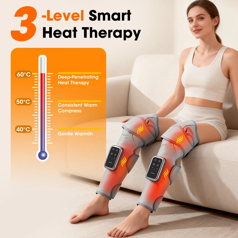 Wireless Knee Calf Massager Heated Air Pressure 360° Wrap 3 Heating & Intensity Portable Physiotherapy Device for Cold Legs Join thumbnail 3