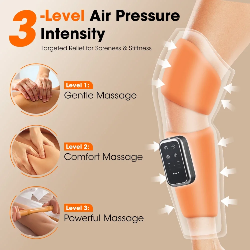 Wireless Knee Calf Massager Heated Air Pressure 360° Wrap 3 Heating & Intensity Portable Physiotherapy Device for Cold Legs Join thumbnail 4