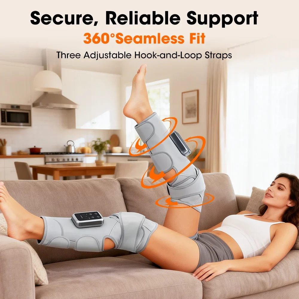 Wireless Knee Calf Massager Heated Air Pressure 360° Wrap 3 Heating & Intensity Portable Physiotherapy Device for Cold Legs Join thumbnail 5