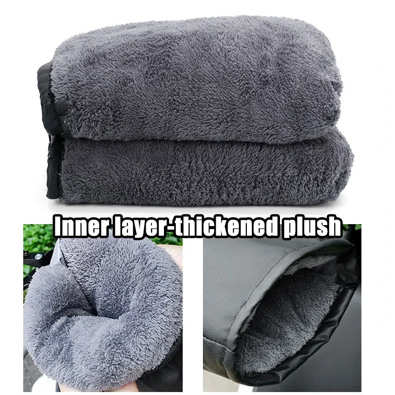 Winter Fleece Motorcycle Handlebar Muffs Equipment Mitts Warmer Gloves Waterproof Handmuffs Bicycle Handle Cover Hand Cover thumbnail 3