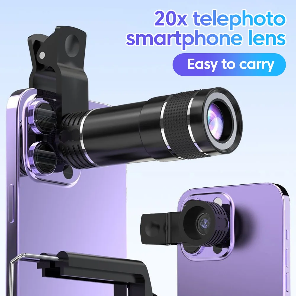 20X Zoom HD Universal Optical Camera Telephoto Clip Lens Phone Smartphone Telescope Focus Len For Samsung Xiaomi iPhone
