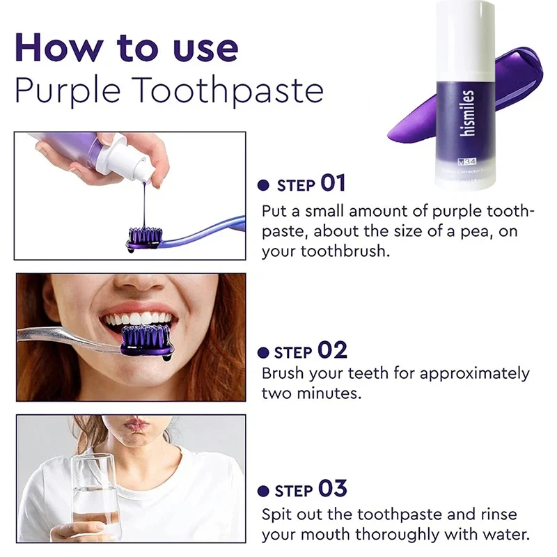 30ml Purple Whitening Toothpaste Deep Cleaning Stain Removal Dentifrice Freshing Breath Oral Care Essentials For Home Daily Life thumbnail 6