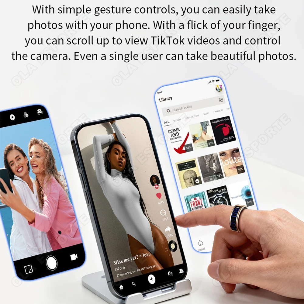 Call ID Reminder Smart Ring Display Screen and Touch,Tasbih Counter,Health Manager,5ATM Waterproof Multiple Sport Mode Men Women thumbnail 5