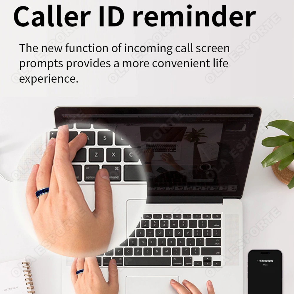 Call ID Reminder Smart Ring Display Screen and Touch,Tasbih Counter,Health Manager,5ATM Waterproof Multiple Sport Mode Men Women thumbnail 2