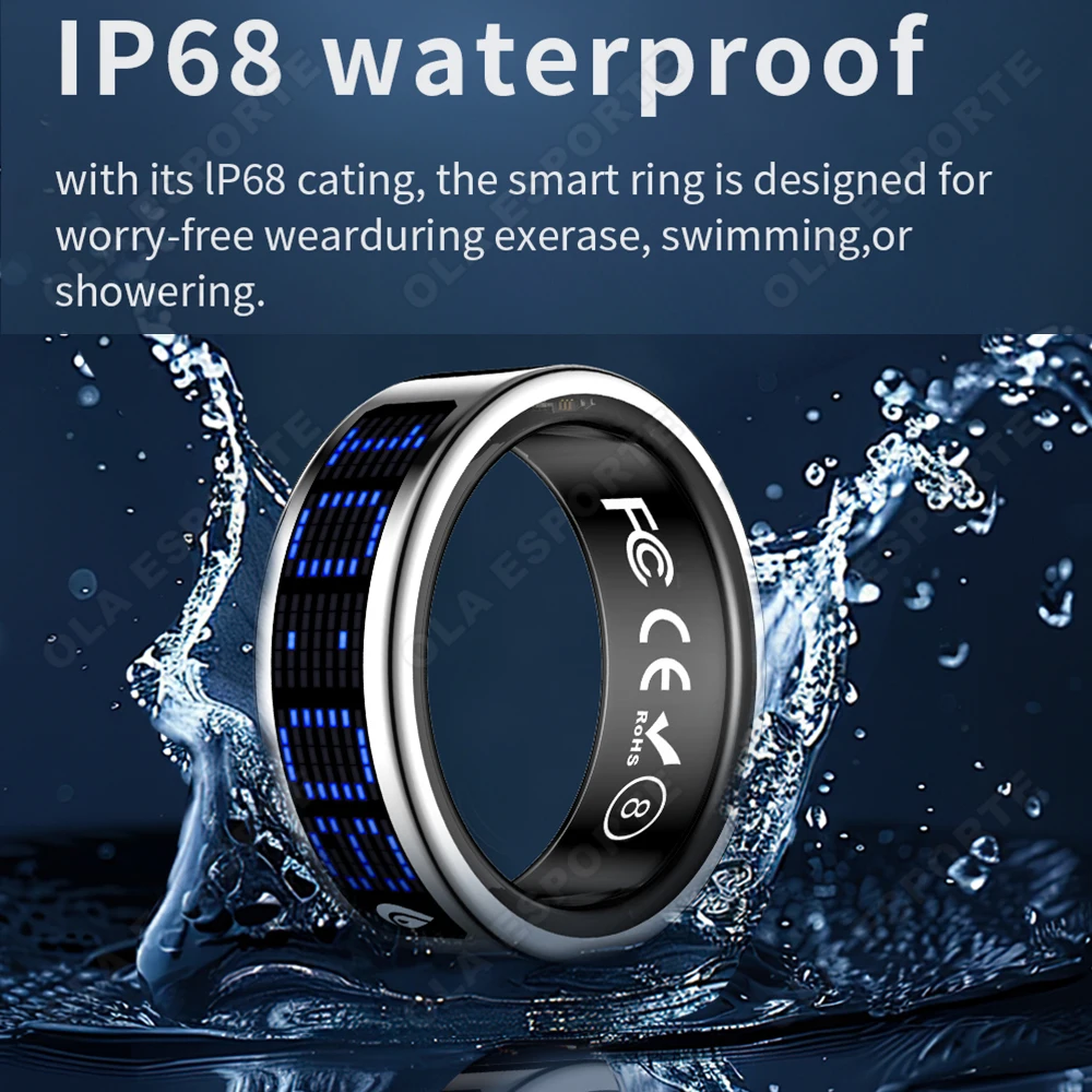 Call ID Reminder Smart Ring Display Screen and Touch,Tasbih Counter,Health Manager,5ATM Waterproof Multiple Sport Mode Men Women thumbnail 4