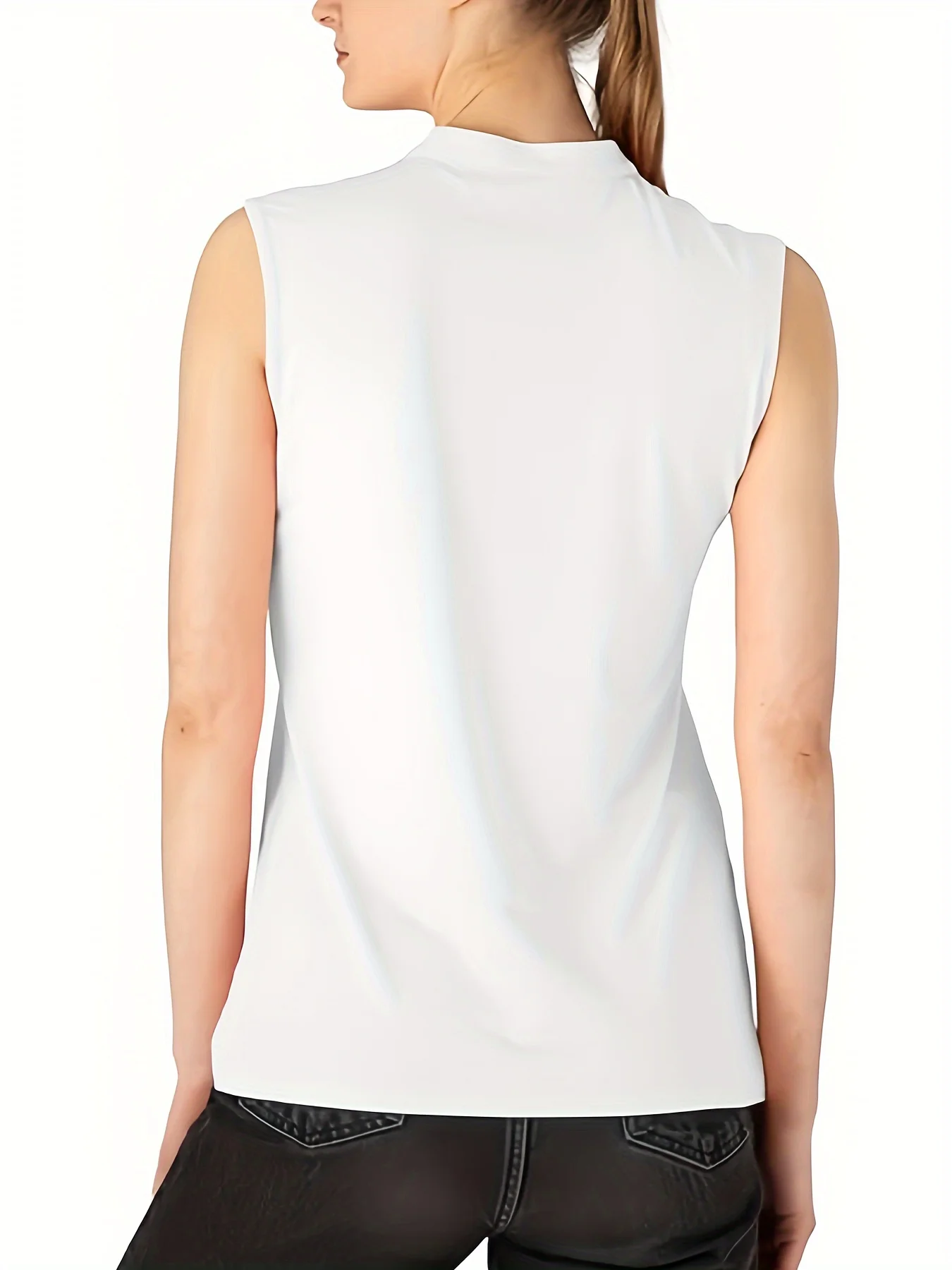 Women's Solid Color Sleeveless V-Neck Quick-Dry Vest, Suitable for Running, Tennis, Golf, Women's Sportswear thumbnail 2
