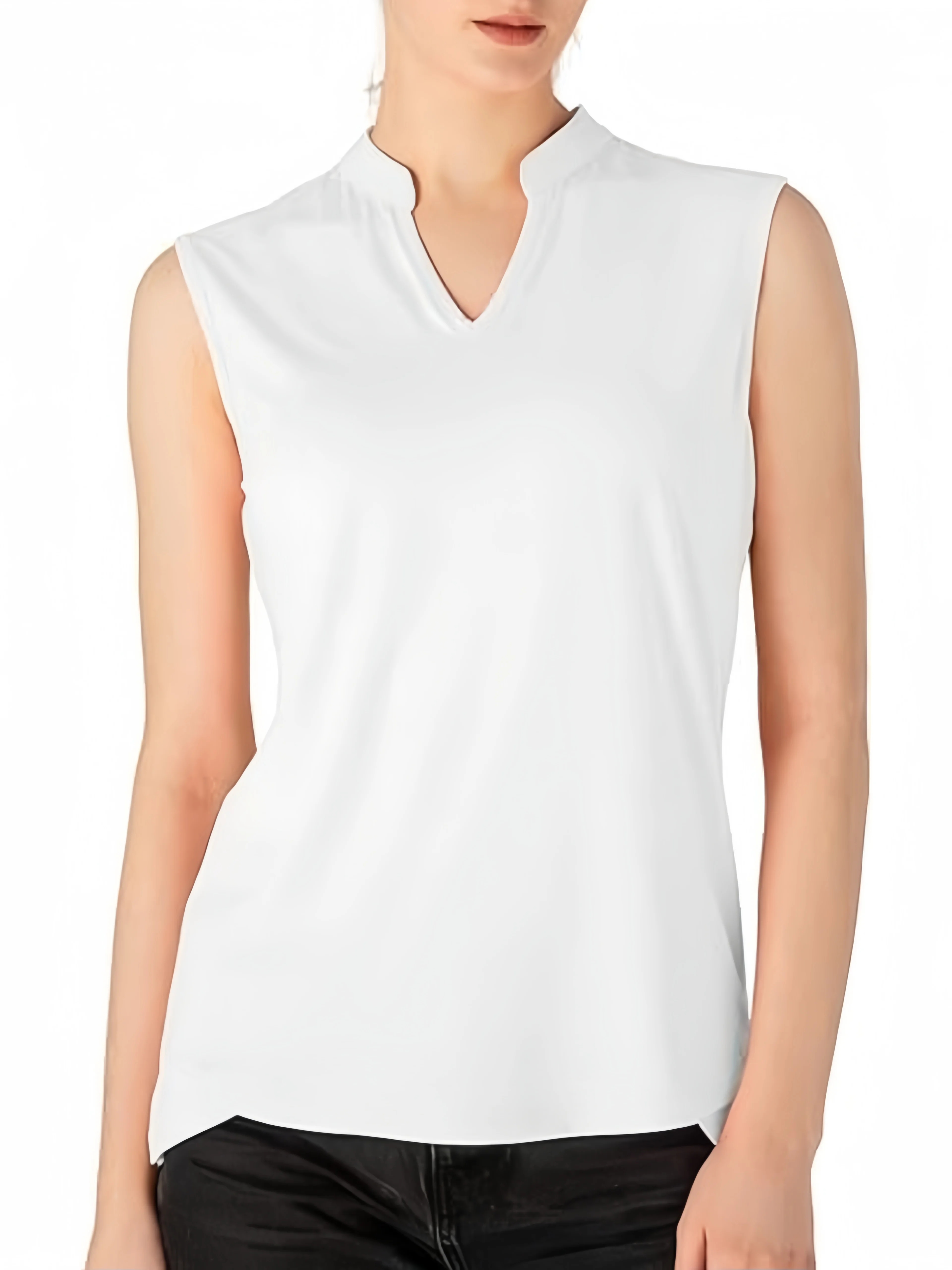 Women's Solid Color Sleeveless V-Neck Quick-Dry Vest, Suitable for Running, Tennis, Golf, Women's Sportswear thumbnail 5
