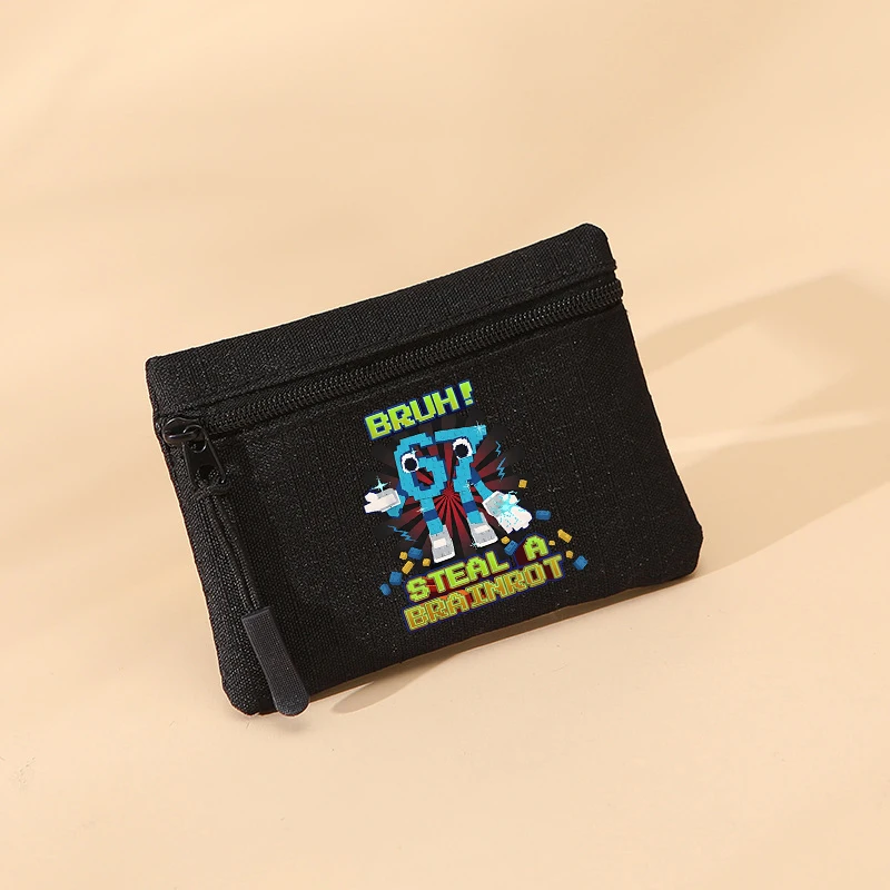 Steal A Brainrot Game Canvas Mini Coin Purse Simple Zipper Kid Storage Pouch Money Pocket Cute Anime Print Boy Girl Wallet Purse thumbnail 2